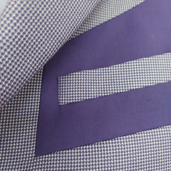 EJ Samuel Blazer Medium Funky Suit Jacket Sport Coat Purple Check - Picture 3 of 11